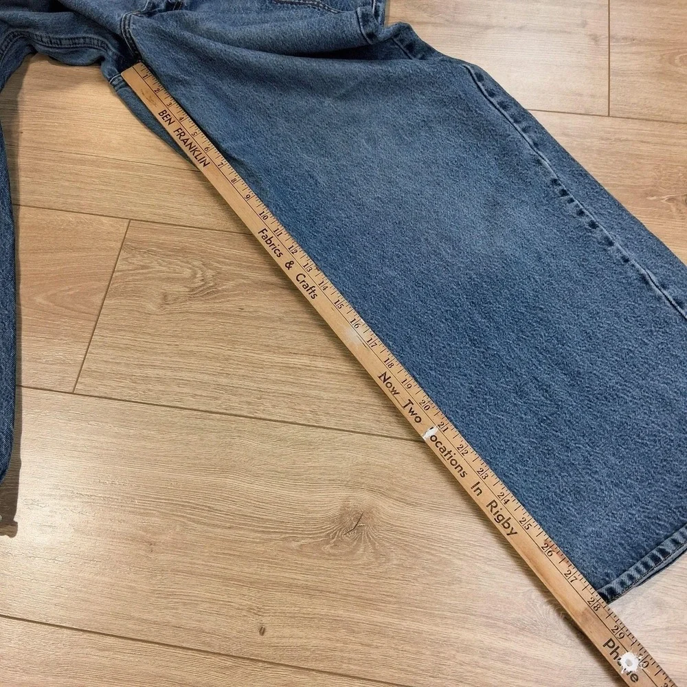Levis Premium Low Loose Jeans Womens 34x30 Blue Med Wash Relaxed Wide Leg Denim